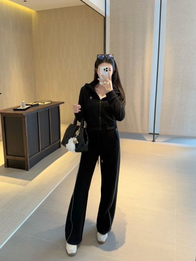 Dior Hooded Contrast-Trim Set in Black