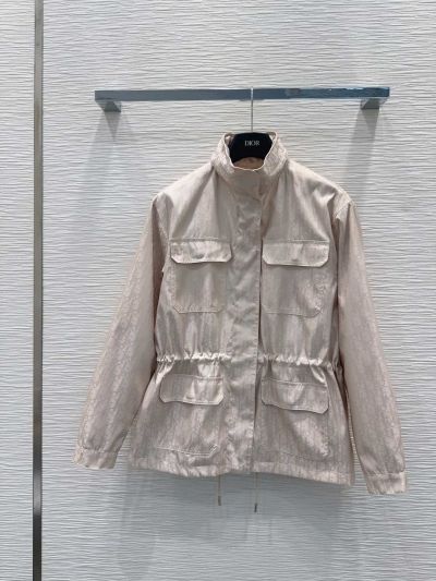 Dior Hooded Drawstring Coat in Beige