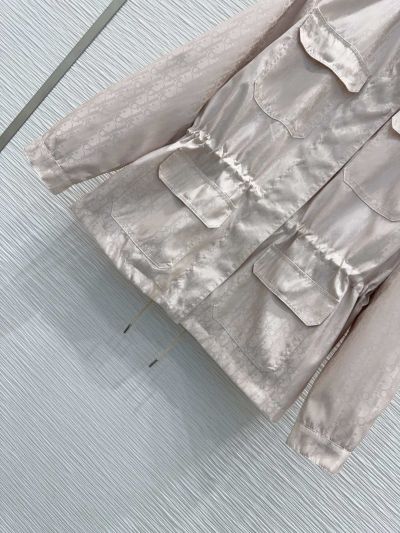 Dior Hooded Drawstring Coat in Beige