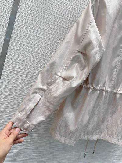 Dior Hooded Drawstring Coat in Beige