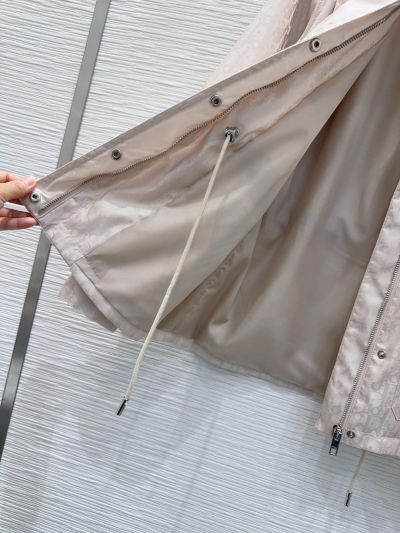 Dior Hooded Drawstring Coat in Beige