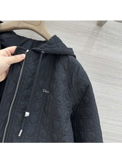 Dior Hooded Plaid Coat in Navy