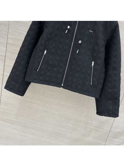Dior Hooded Plaid Coat in Navy