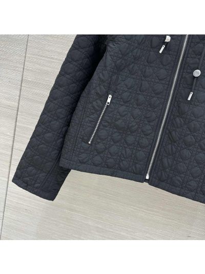 Dior Hooded Plaid Coat in Navy
