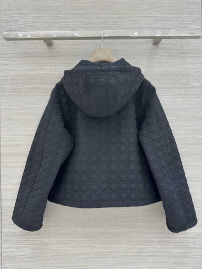 Dior Hooded Plaid Coat in Navy
