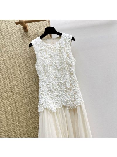 Dior Lace A-Line Dress in White