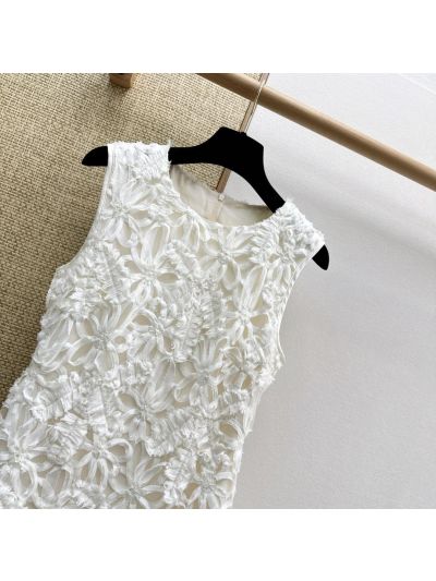 Dior Lace A-Line Dress in White