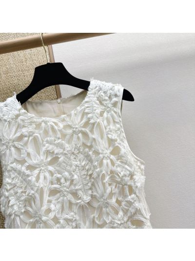 Dior Lace A-Line Dress in White