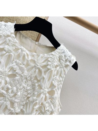 Dior Lace A-Line Dress in White