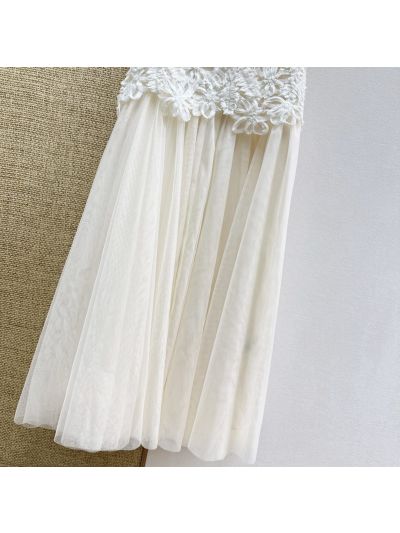 Dior Lace A-Line Dress in White