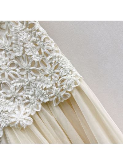 Dior Lace A-Line Dress in White