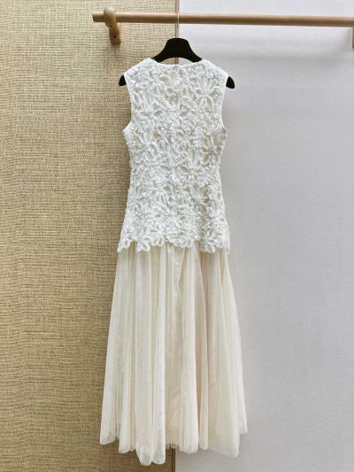 Dior Lace A-Line Dress in White