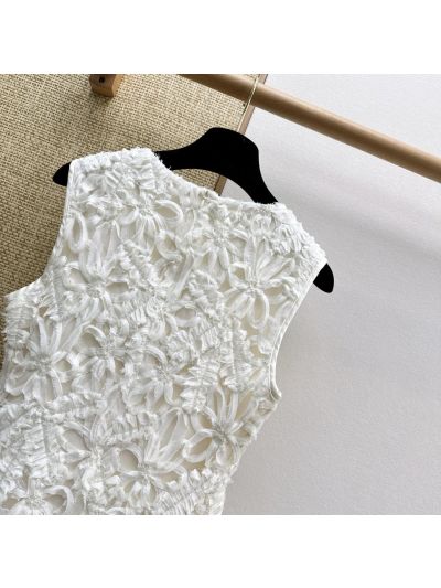 Dior Lace A-Line Dress in White