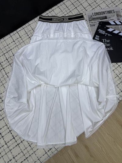 Dior Lace Contrast-Trim Shirt in White