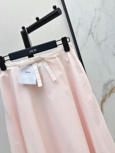 Dior Lace Contrast-Trim Skirt in Pink