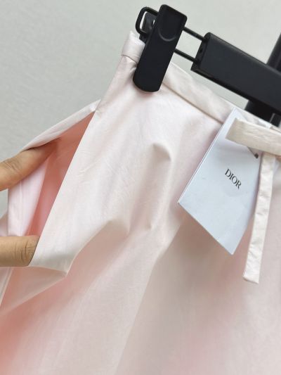 Dior Lace Contrast-Trim Skirt in Pink