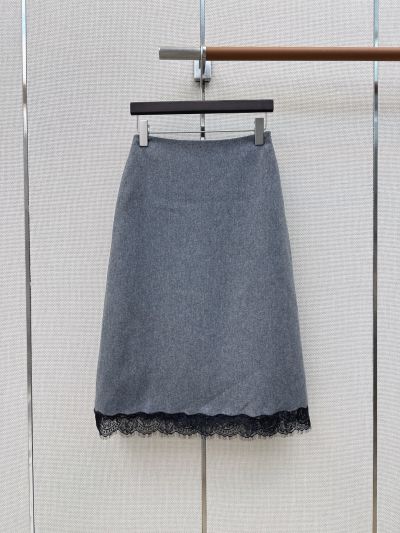 Dior Lace Wool Blend Skirt in Grey and Black