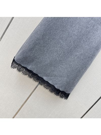 Dior Lace Wool Blend Skirt in Grey and Black