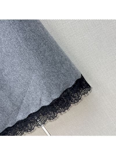 Dior Lace Wool Blend Skirt in Grey and Black