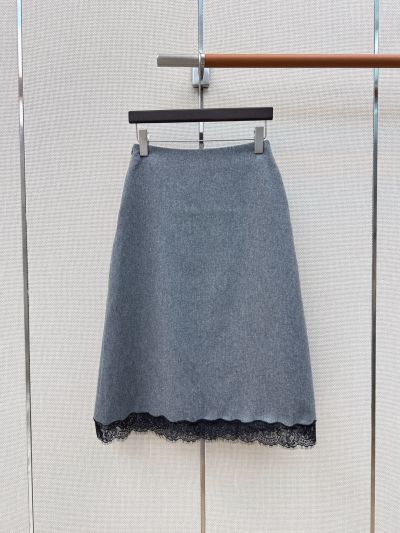 Dior Lace Wool Blend Skirt in Grey and Black