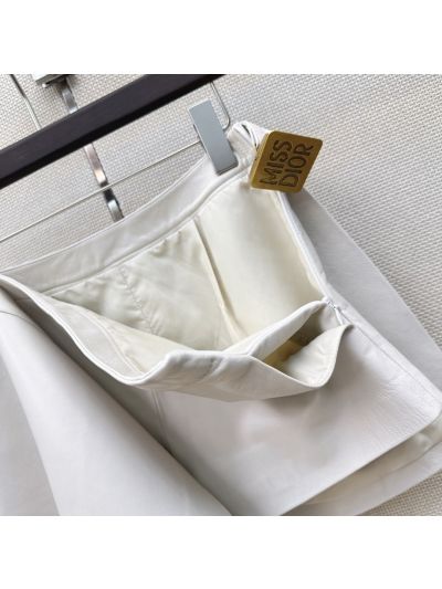 Dior Lambskin Pleated Pants in White