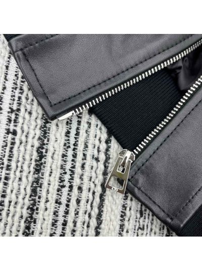 Dior Leather Contrast-Trim Jacket in Black