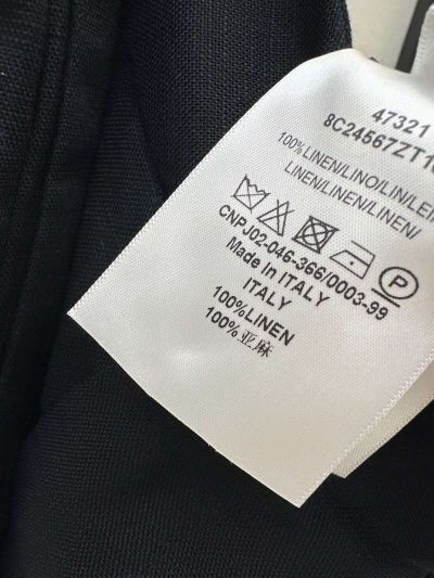 Dior Linen Contrast-Trim Pants in Navy