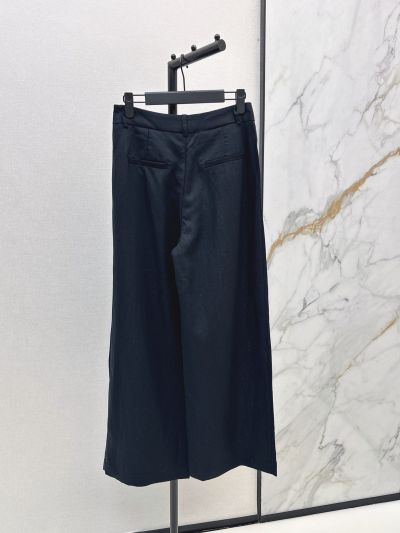 Dior Linen Contrast-Trim Pants in Navy