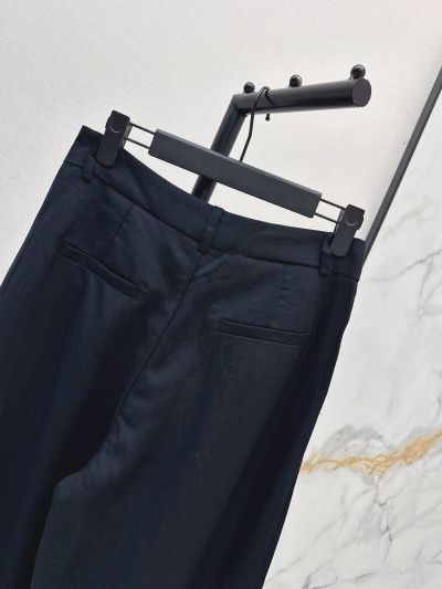 Dior Linen Contrast-Trim Pants in Navy