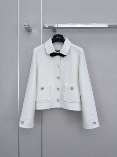 Dior Long Sleeve Cropped Coat in White