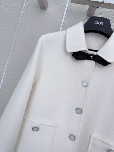 Dior Long Sleeve Cropped Coat in White