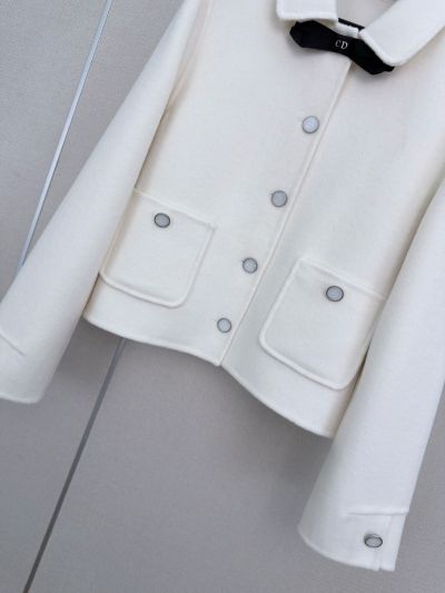 Dior Long Sleeve Cropped Coat in White