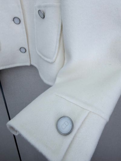 Dior Long Sleeve Cropped Coat in White