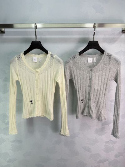 Dior Long Sleeve Embroidered Cardigan in Cream