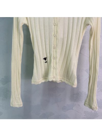Dior Long Sleeve Embroidered Cardigan in Cream