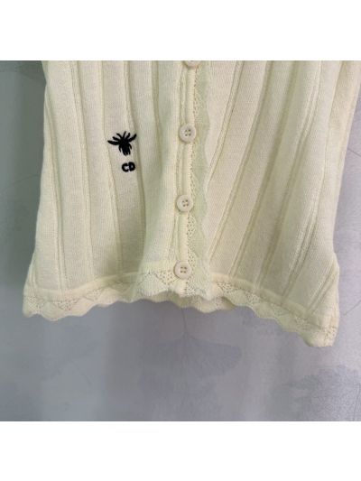 Dior Long Sleeve Embroidered Cardigan in Cream