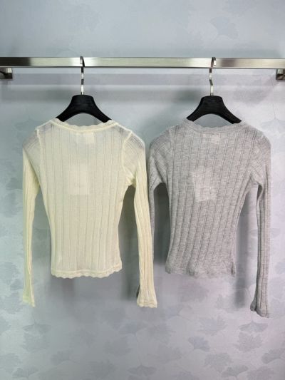 Dior Long Sleeve Embroidered Cardigan in Cream