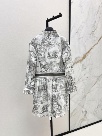Dior Long Sleeve Floral Dress in White