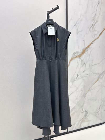 Dior Maxi Plaid Dress in Navy
