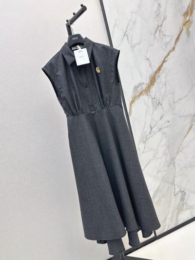Dior Maxi Plaid Dress in Navy