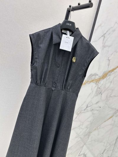 Dior Maxi Plaid Dress in Navy