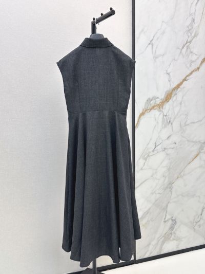 Dior Maxi Plaid Dress in Navy