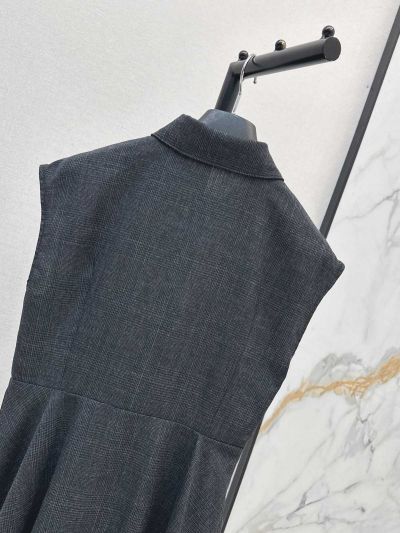 Dior Maxi Plaid Dress in Navy