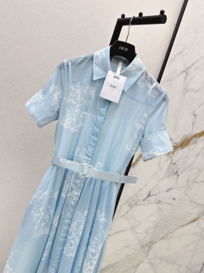 Dior Maxi Short Sleeve Dress in Light Blue