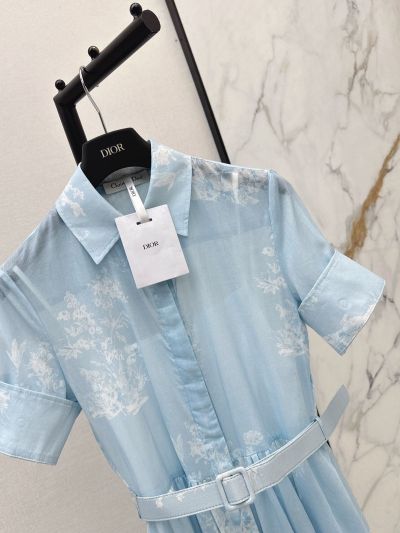 Dior Maxi Short Sleeve Dress in Light Blue