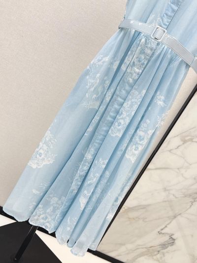 Dior Maxi Short Sleeve Dress in Light Blue