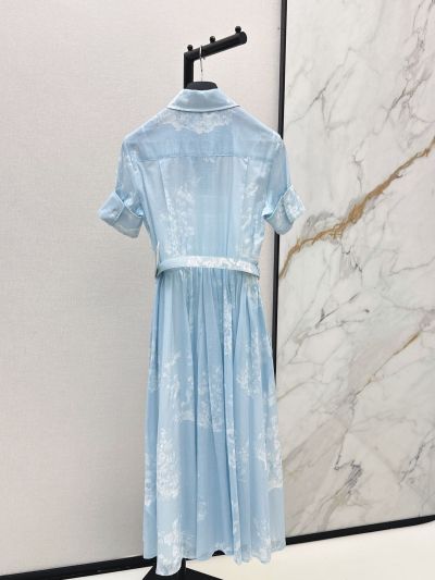 Dior Maxi Short Sleeve Dress in Light Blue