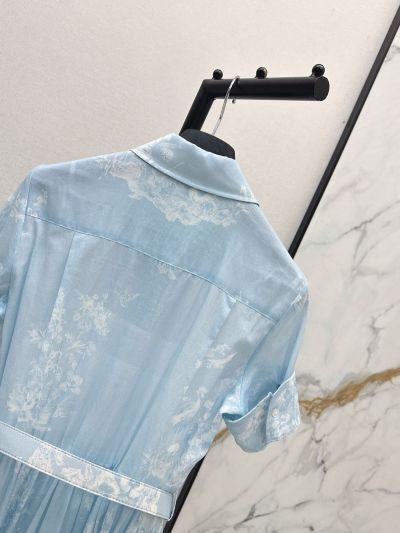Dior Maxi Short Sleeve Dress in Light Blue