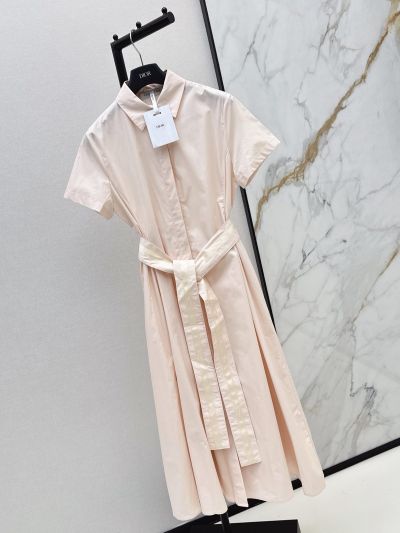 Dior Maxi Short Sleeve Dress in Peach