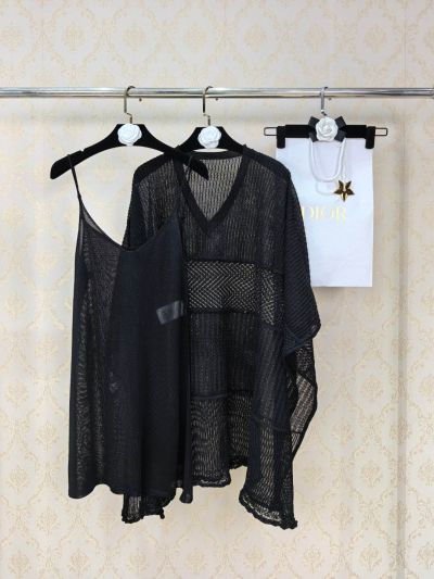 Dior Openwork Lace Top in Black